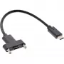 InLine USB 3.2 Gen.2 C Stecker / Buchse mit Flanschkabel, schwarz, 0,20 m