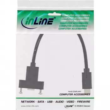 InLine USB 3.2 Gen.2 C Stecker / Buchse mit Flanschkabel, schwarz, 0,20 m