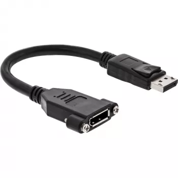 InLine DisplayPort Stecker auf Buchse mit Flansch Kabel 0,2 m, schwarz