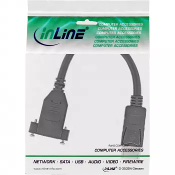 InLine DisplayPort Stecker auf Buchse mit Flansch Kabel 0,2 m, schwarz