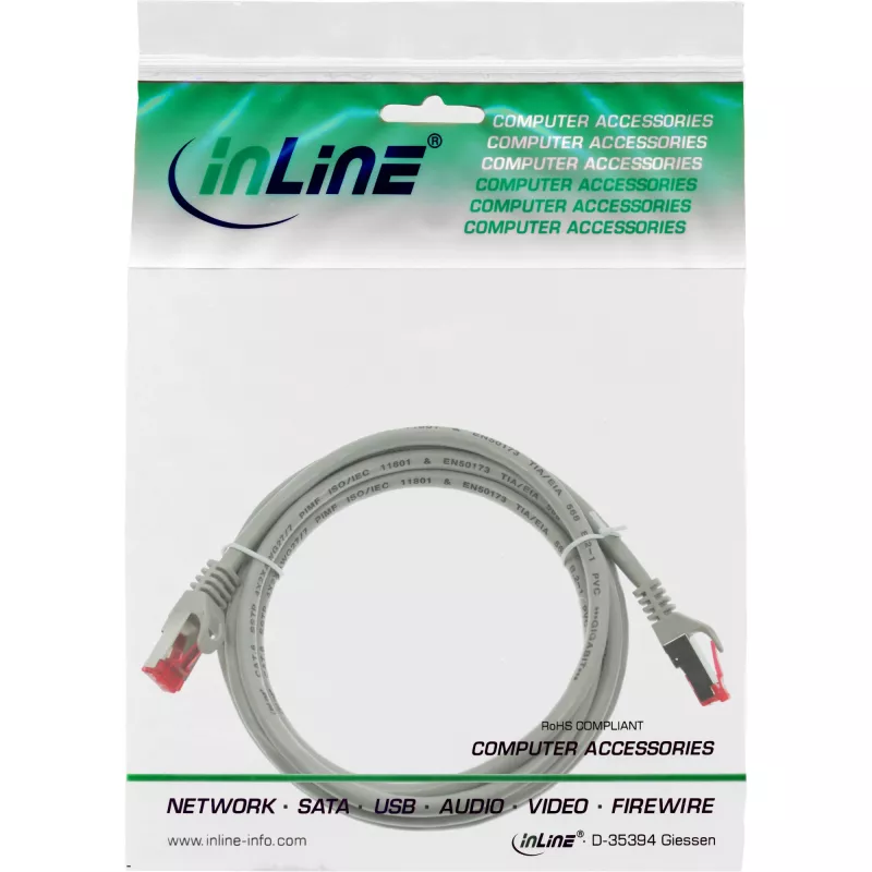 InLine Patchkabel S/FTP PiMF Cat.6 250MHz PVC Kupfer grau 2m