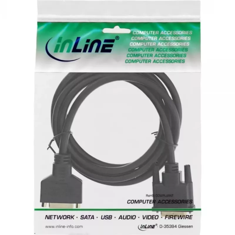 InLine DVI-D-Kabel Premium 24+1 Stecker zu Buchse Dual Link vergoldet 2m