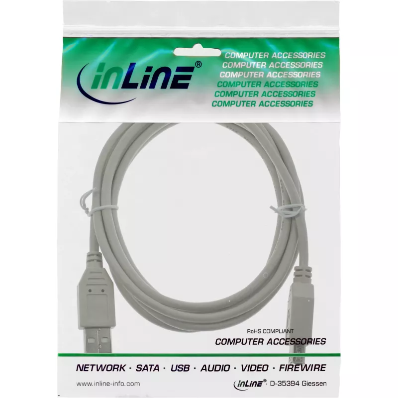 USB 2.0 Verlängerungskabel Typ A Stecker/Buchse InLine 34603X beige 3m