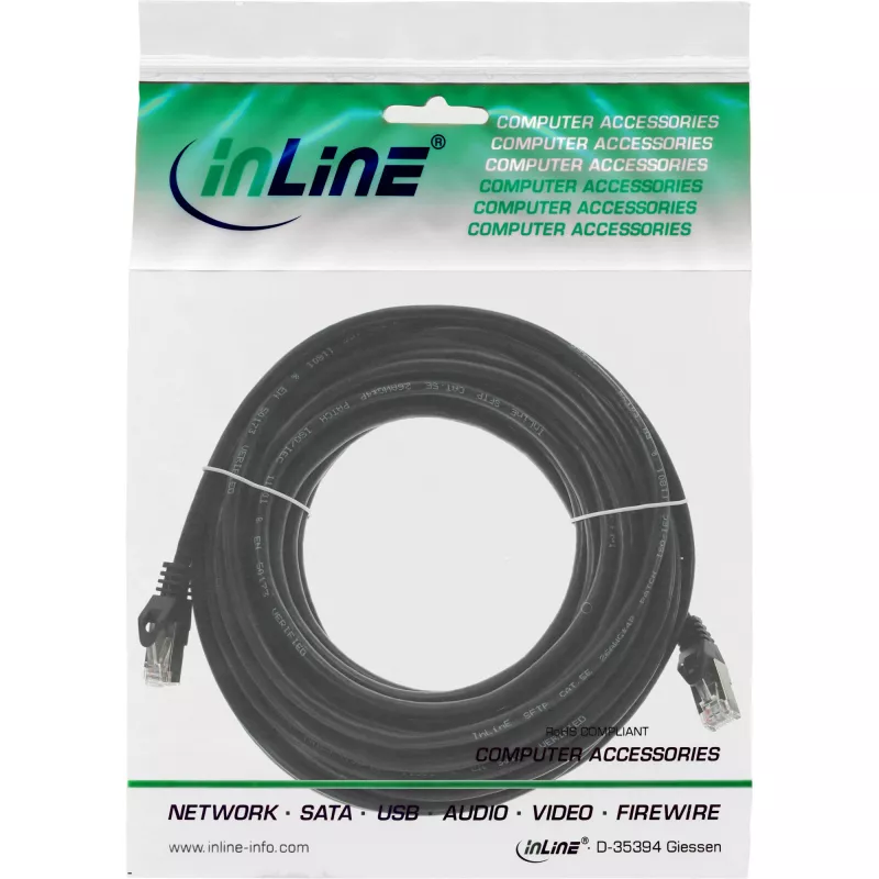 InLine Patchkabel SF/UTP Cat.5e schwarz 20m, 20 m, Cat5e, SF/UTP (S-FTP), Schwarz