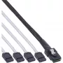 InLine SAS-Kabel, Mini SAS SFF8087 auf 4x SATA, Crossover, OCF, 0,50 m