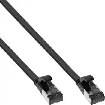 InLine Patchkabel flach, U/FTP, Cat.8.1, TPE halogenfrei, schwarz, 0,25 m