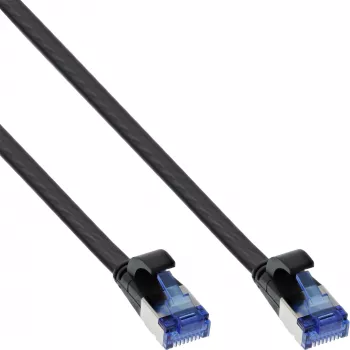 InLine Patchkabel flach, U/FTP, Cat.6A, TPE halogenfrei, schwarz, 0,25 m