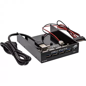 InLine 4-Port USB 3.0 Panel-Hub für 3,5-Zoll-Diskettenlaufwerksschacht, schwarz