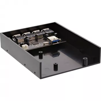 InLine 4-Port USB 3.0 Panel-Hub für 3,5-Zoll-Diskettenlaufwerksschacht, schwarz
