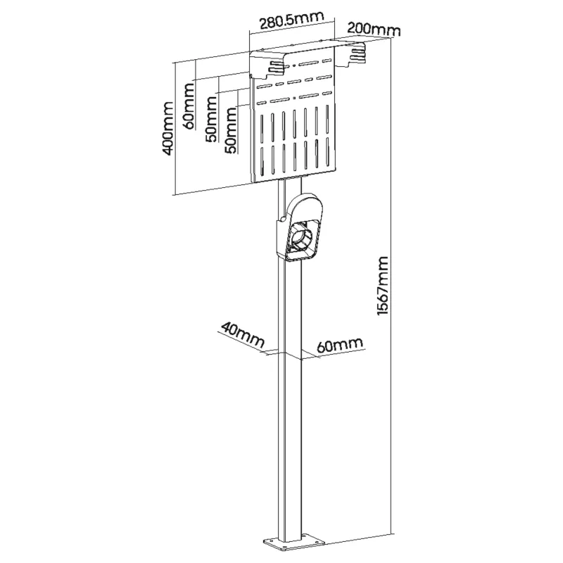 InLine Universal Wallbox-Ständer mit EV-Ladekabelhalter, schwarz