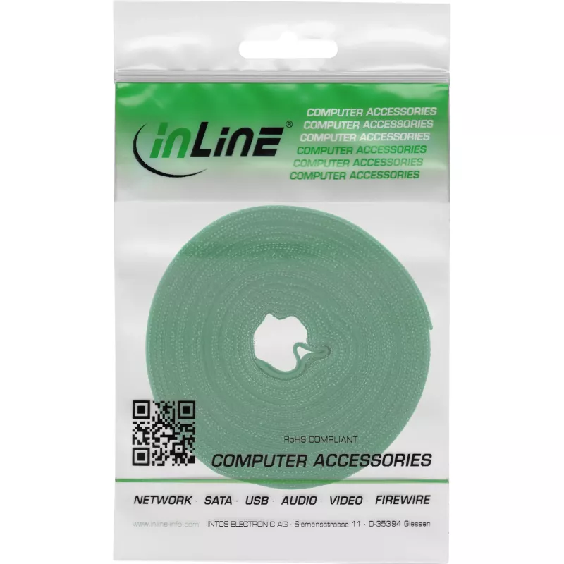 Kabelbinder mit Klettverschluss InLine Band 16 mm, 10 m, grün