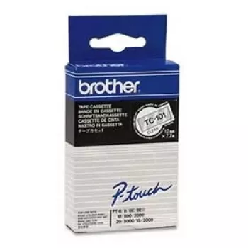 Beschriftungsband Brother TC101 12mm Schwarz auf Transparent