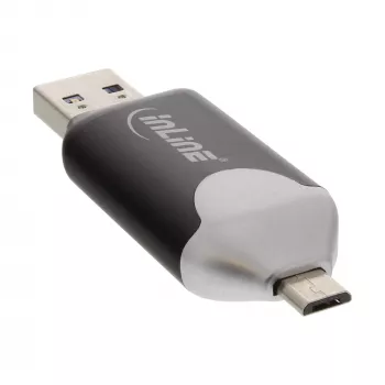 InLine USB3.0 Dual Cardreader, USB A und Micro-USB 2.0 für SDXC und microSDXC