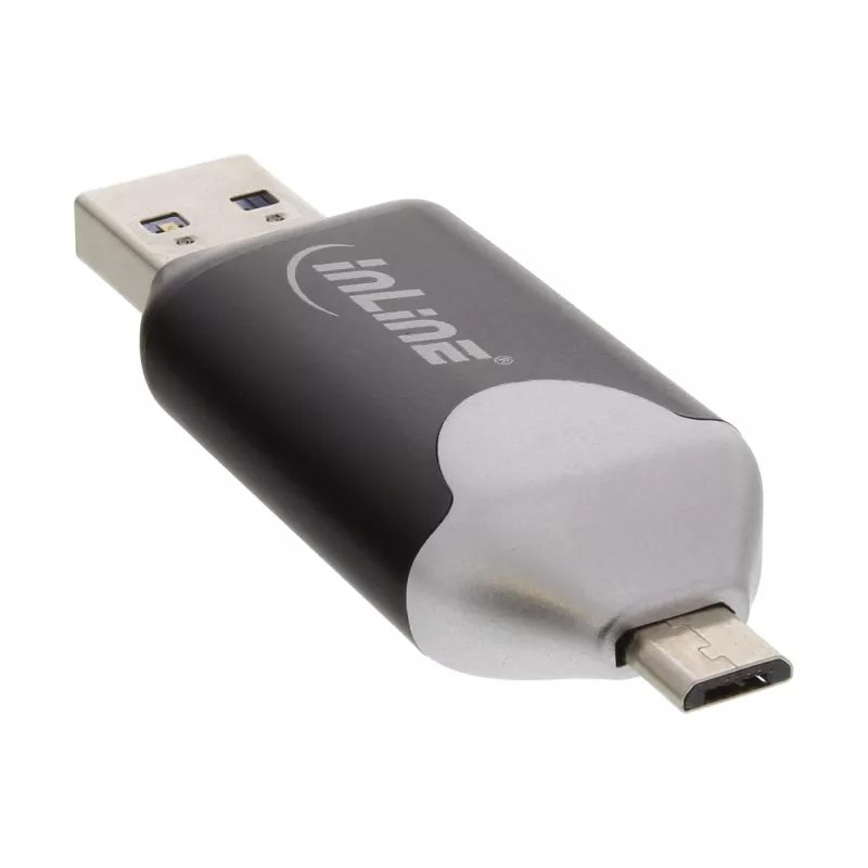 InLine USB3.0 Dual Cardreader, USB A und Micro-USB 2.0 für SDXC und microSDXC