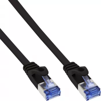 Flaches Patchkabel InLine Cat.6A U/FTP, RJ-45–RJ-45, 1 m, schwarz