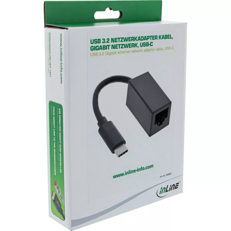 InLine USB 3.2 Gigabit Ethernet Netzwerkadapterkabel, USB-C