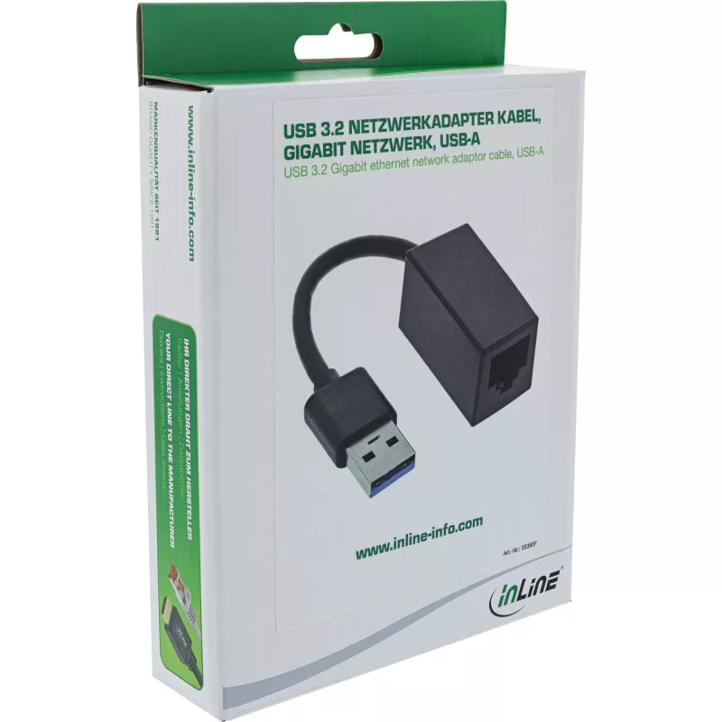 InLine USB 3.2 Gigabit Ethernet Netzwerkadapterkabel, USB-A