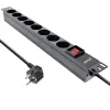InLine 19 Zoll Steckdosenleiste, 8-fach Schutzkontakt, mit Schalter, 2 m, schwarz