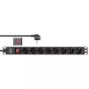 InLine 19 Zoll Steckdosenleiste, 8-fach Schutzkontakt, mit Schalter, 2 m, schwarz