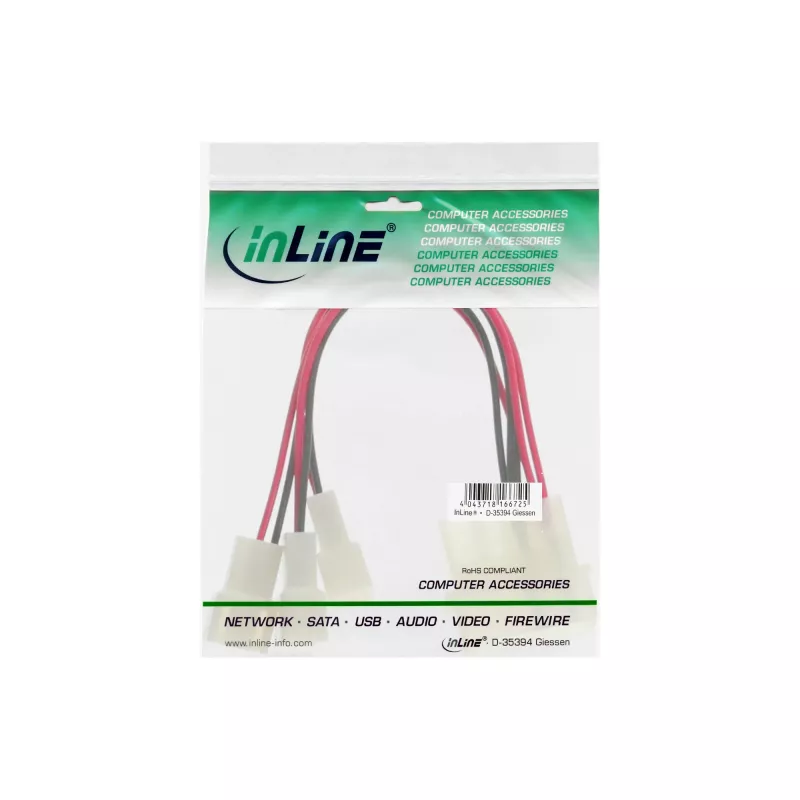 InLine PC-Lüfter-Adapterkabel 12V / 5V für bis zu 3 Lüfter 33005A