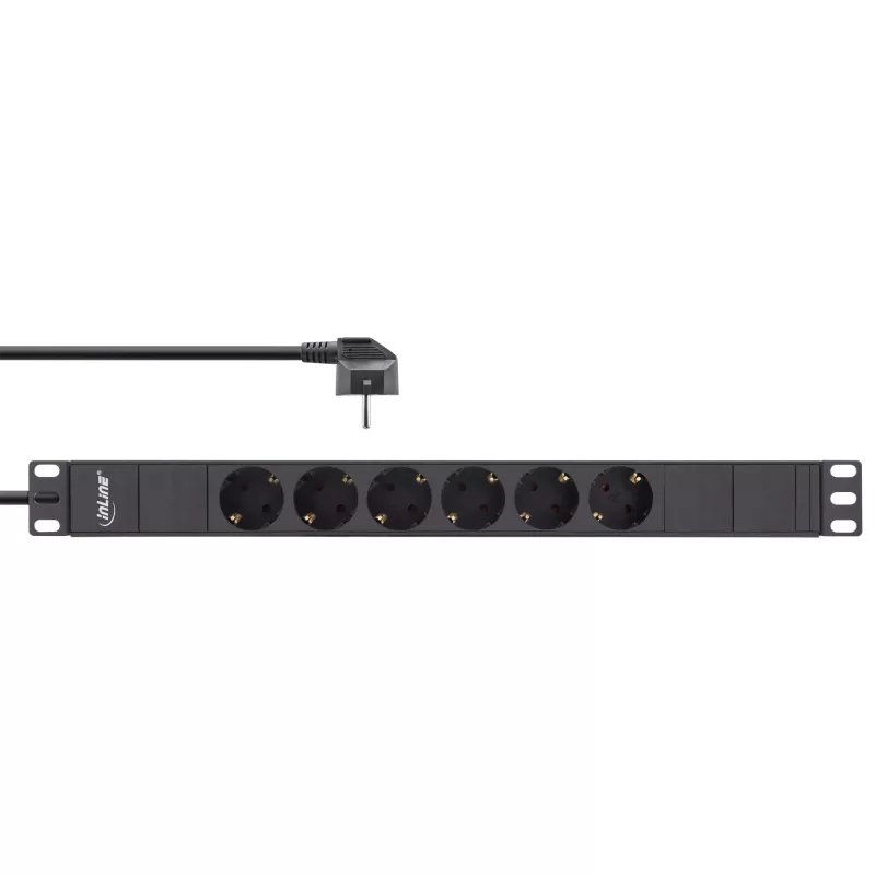 InLine 19 Zoll Steckdosenleiste, 6-fach Schutzkontakt, ohne Schalter, 2m, schwarz