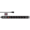 InLine 19 Zoll Steckdosenleiste, 6-fach CEE7/7, C14 Überlastschutz, Schalter, 2m