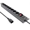 InLine 19-Zoll-Steckdosenleiste, 8-fach CEE7/7, C14-Stecker, Überlastungsschutz