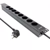 InLine 19-Zoll-Steckdosenleiste, 8-fach Schutzkontakt, ohne Schalter, 2m, schwarz
