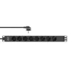InLine 19-Zoll-Steckdosenleiste, 8-fach Schutzkontakt, ohne Schalter, 2m, schwarz