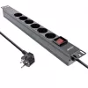 InLine 19-Zoll-Steckdosenleiste, 6-fach Schutzkontakt, mit Schalter, 2m, schwarz