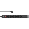 InLine 19-Zoll-Steckdosenleiste, 6-fach Schutzkontakt, mit Schalter, 2m, schwarz