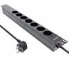 InLine 19 Zoll Steckdosenleiste, 7-fach Schutzkontakt, ohne Schalter, 2m, schwarz