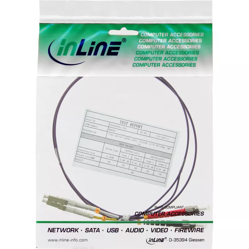 InLine Glasfaser-Duplexkabel LC/ST 50/125µm OM4 1m, 1 m, OM4