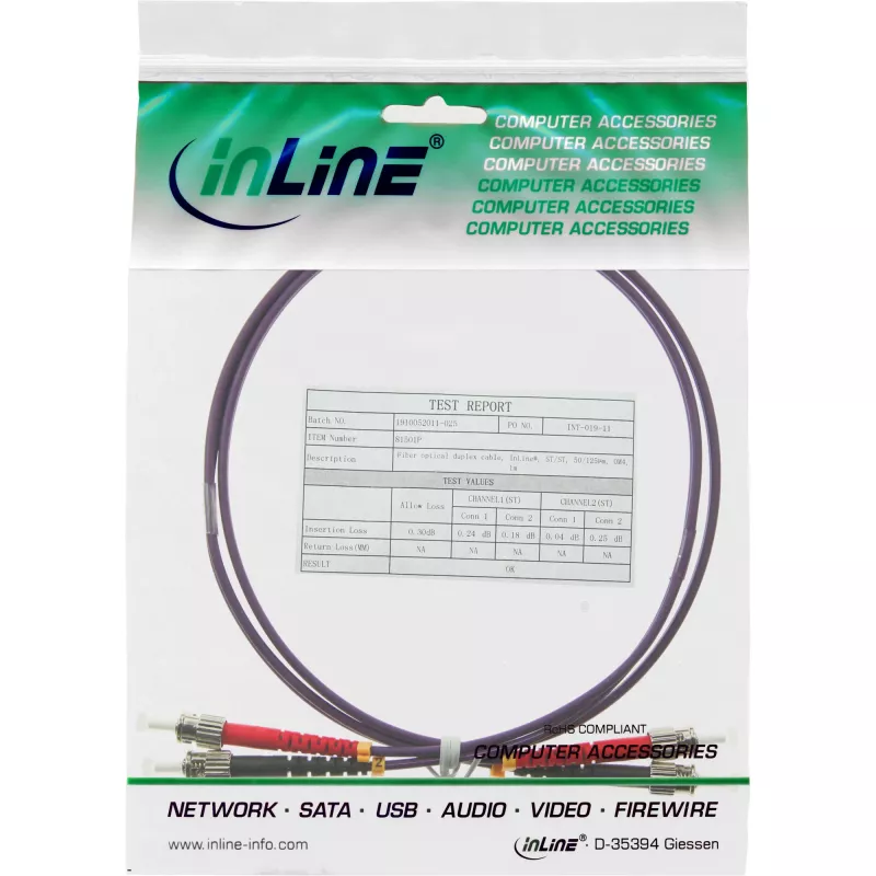 InLine Glasfaser-Duplex-Kabel ST/ST 50/125µm OM4 5m