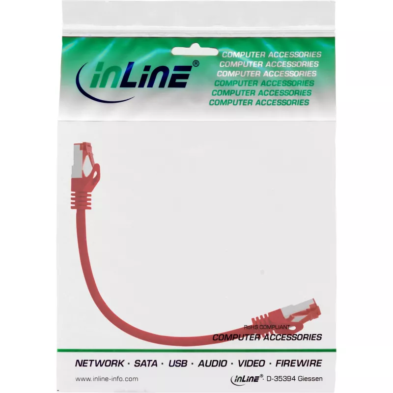 InLine Patchkabel S/FTP PiMF Cat.6 250MHz PVC Kupfer rot 0.25m