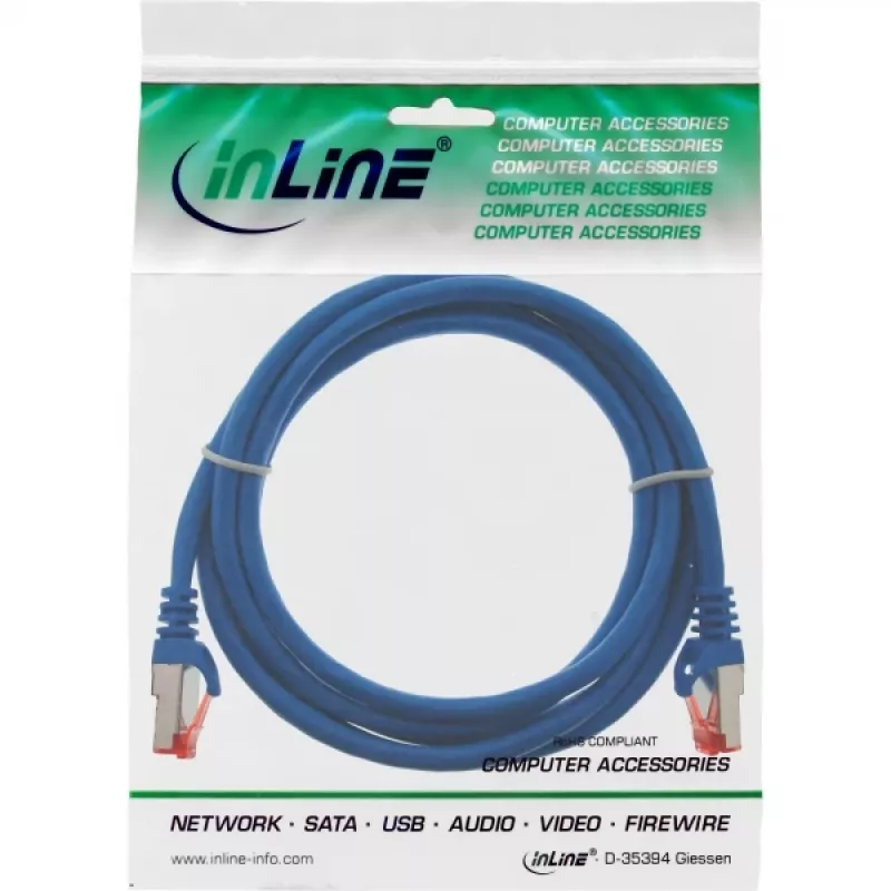 InLine Patchkabel S/FTP PiMF Cat.6 250MHz PVC Kupfer blau 0,25m