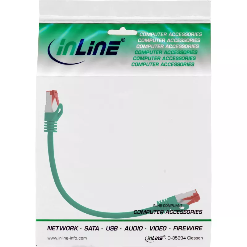 InLine Patchkabel S/FTP PiMF Cat.6 250MHz PVC Kupfer grün 0,25m