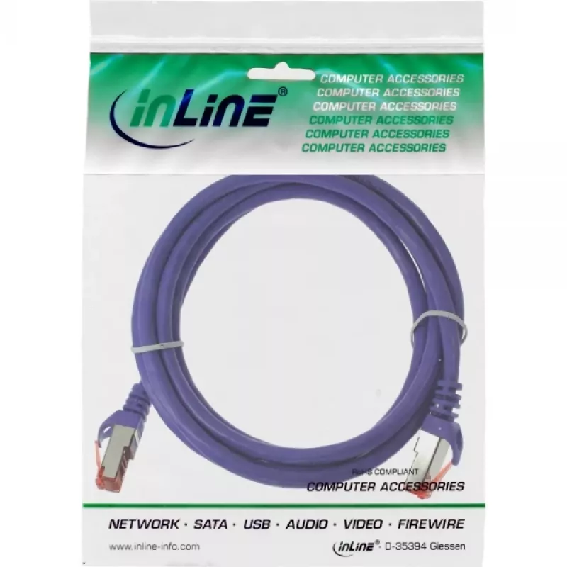 InLine Patchkabel S/FTP PiMF Cat.6 250MHz PVC Kupfer lila 0,3m