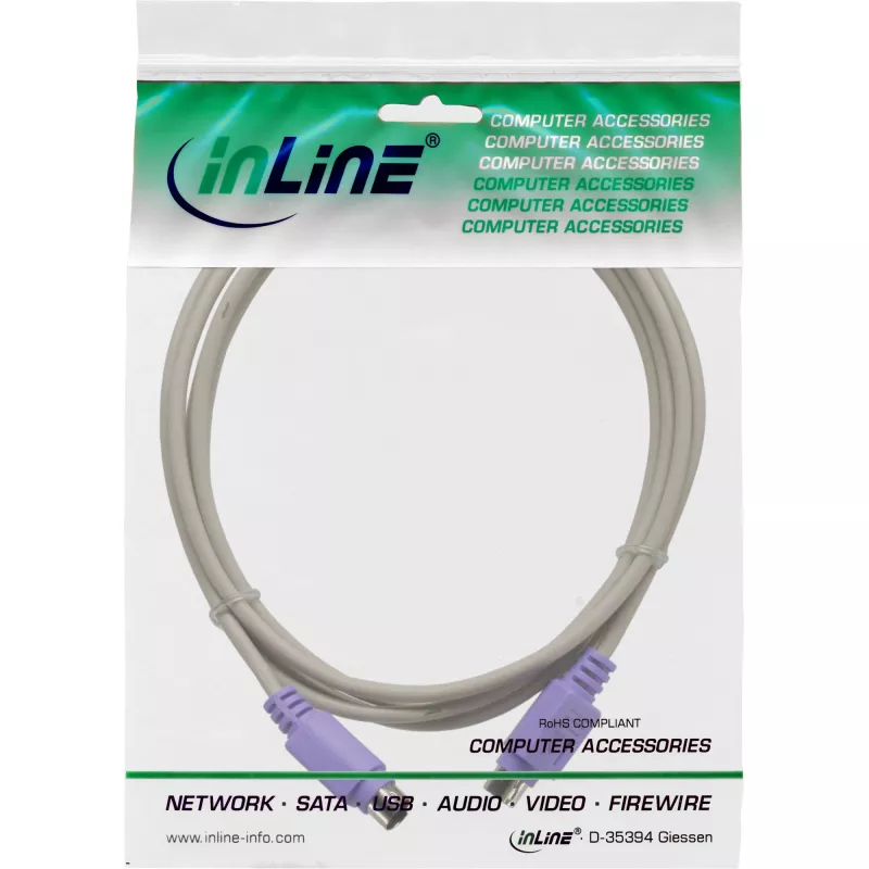 InLine PS/2-Kabel Stecker/Stecker grau mit violettem Stecker 2m