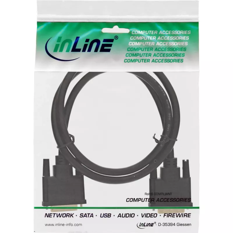 InLine DVI-D-Kabel, Premium, 24+1 M/M, Dual Link, vergoldet, 2m