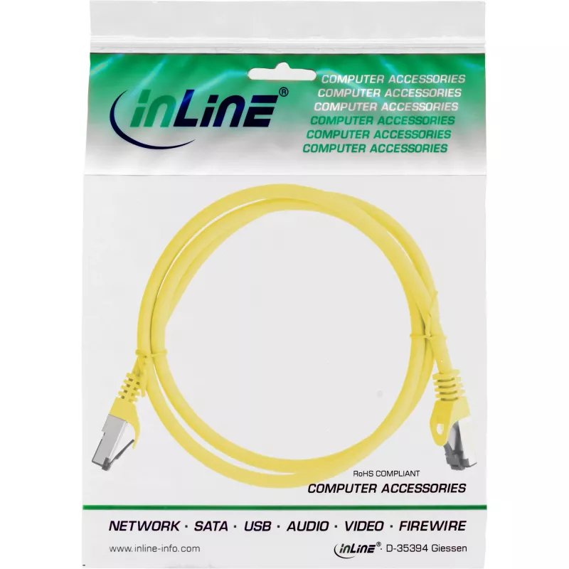 InLine Patchkabel, S/FTP (PiMf), Cat.8.1, 2000MHz, halogenfrei, gelb, 1,5m