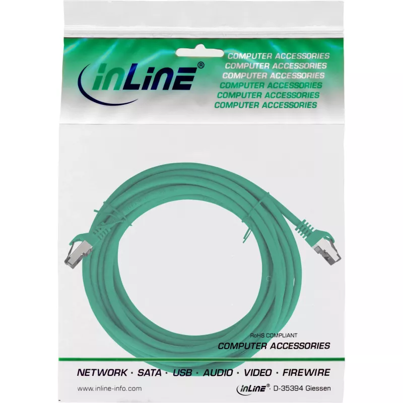 InLine Patchkabel, S/FTP (PiMf), Cat.8.1, 2000MHz, halogenfrei, grün, 10m