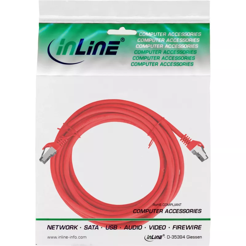 InLine Patchkabel, S/FTP (PiMf), Cat.8.1, 2000MHz, halogenfrei, rot, 5m