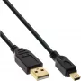 InLine USB 2.0 Mini-Kabel, Typ A Stecker / Mini-B Stecker (5-polig), schwarz/gold, 5 m