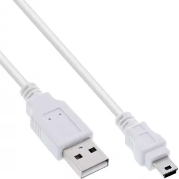 InLine USB 2.0 Mini-Kabel, Typ-A-Stecker/Mini-B-Stecker (5-polig), weiß, 1 m