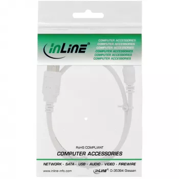 InLine USB 2.0 Mini-Kabel, Typ-A-Stecker/Mini-B-Stecker (5-polig), weiß, 1 m