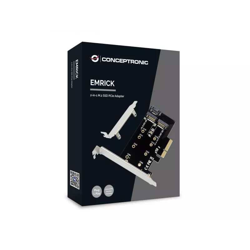 Conceptronic EMRICK 2-in-1 M.2 SSD PCIe Adapter SATA AHCI NVMe