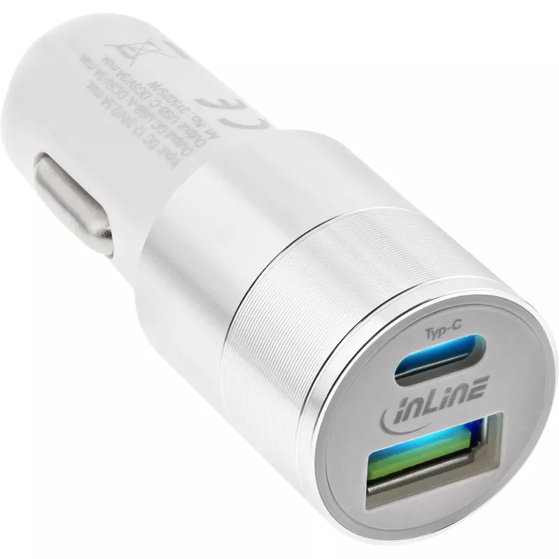 InLine USB Autoladegerät Power-Adapter Quick Charge 3.0, weiß