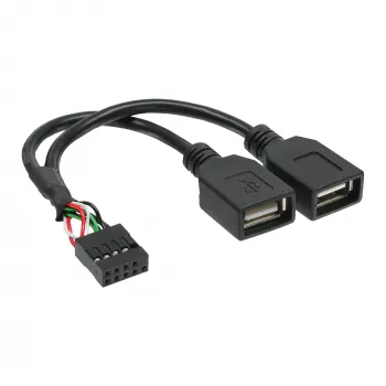 InLine USB 2.0 Adapterkabel intern 2x USB Typ A Buchse / Mainboard-Header