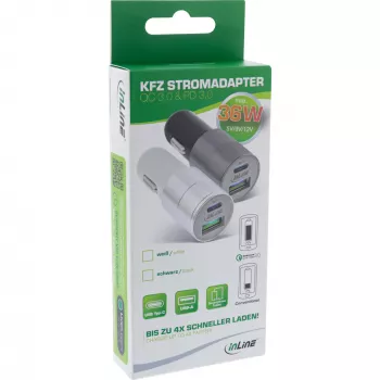 InLine USB-Autoladegerät Netzteil Quick Charge 3.0, schwarz